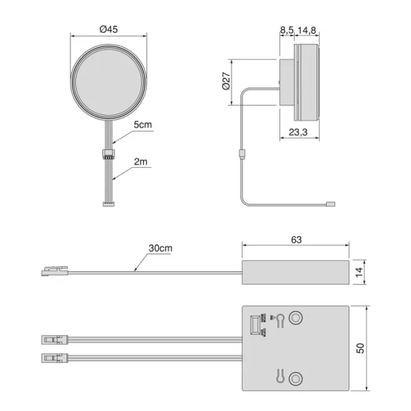 Smart Revosens LED sensor with display (WIFI/RF/CCT/DIMMER) (12V DC) (24V DC), Plastic