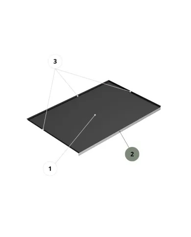 Profilis priekinis plastikinam dėklui spintelės dugnui, MP900mm, L863mm, aliuminis, juoda