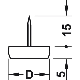 Atramėlė su vinute Ø15mm, H5mm, juoda