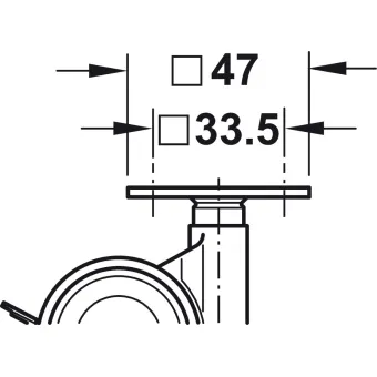 Ratukas dvig. su plokštele Ø40mm, H52mm, su stabdžiu juoda