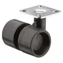 Ratukas dvig. su plokštele Ø40mm, H52mm, su stabdžiu juoda