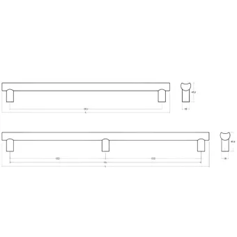 Handle Moon, L424mm, brushed stainless steel