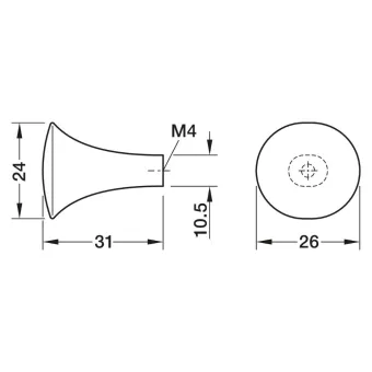 Knob H2525, 26x31mm, nickel brushed