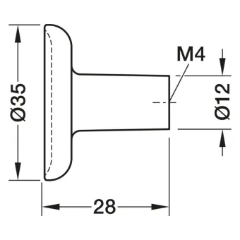 Furniture knob H2580, 35x28mm, brushed nickel