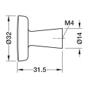 Rankenėlė vieno taško medinė H2570, 32x32mm, juoda