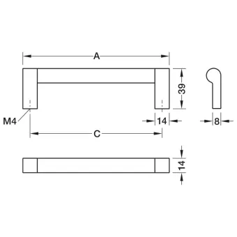 Handle H2510, cc128mm, L142mm, metallic bronze