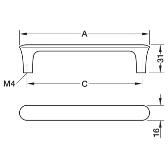Rankenėlė H2520, cc160mm, L176mm, auksas šlifuotas