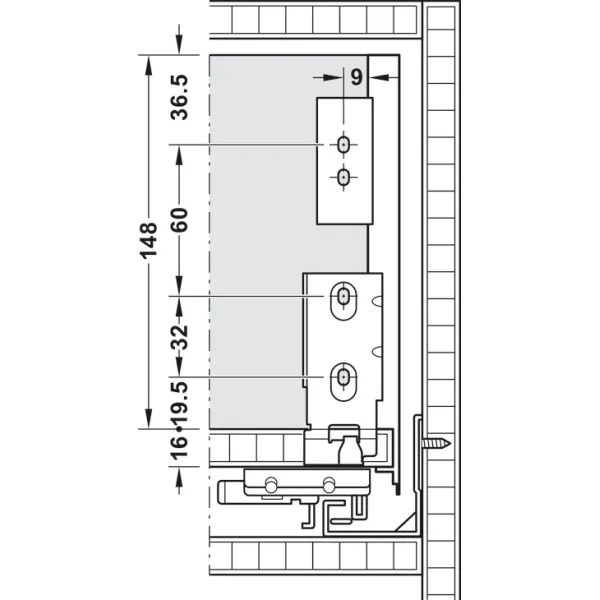 Drawer set Matrix Box Slim A Synchro, H175mm L400mm 30kg push-to-open anthracite