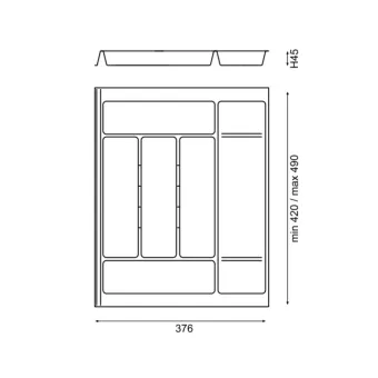 Cutlery tray Combi Line 714, 376x490mm anthracite