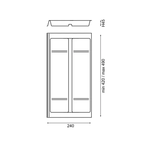 Dėklas įrankiams Combi Line 715, 240x490mm, antracitas