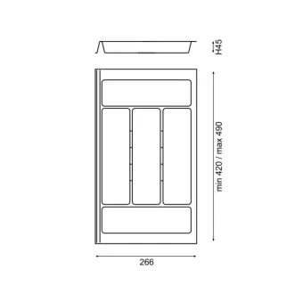 Cutlery tray Combi Line 710, 266x490mm anthracite