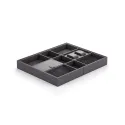 Drawer organiser Symphony, L405mm, P500-940mm, H60mm, simil leather/velvet, anthracite