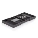 Drawer organiser Symphony, L455mm, P500-940mm, H60mm, simil leather/velvet, anthracite
