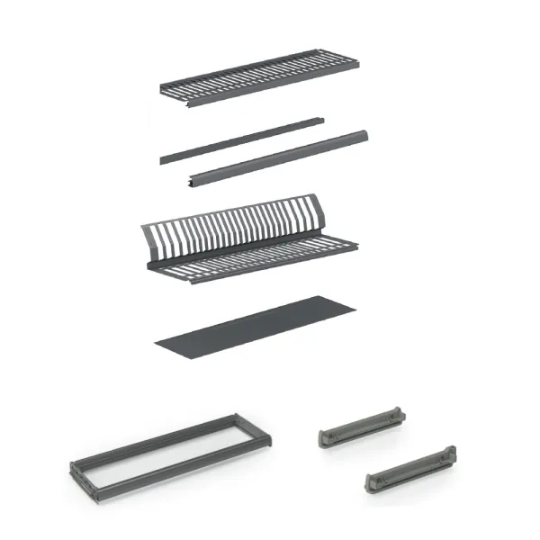Dish drainer kit 730K Hyper, 2-part with frame and tray, W-800mm, slate