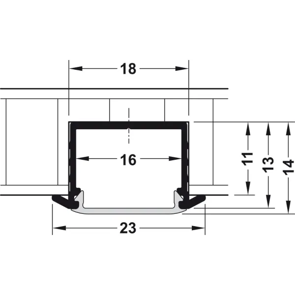 Profilis LED juostai įfrezuojamas PF3 L2500mm, aliuminis