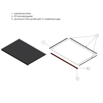 Protector for base cabinet, MW1200mm, 1163x580mm, plastic, black