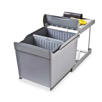 Pull-out double waste bin 500mm, grey