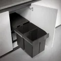 Ištraukiama šiukšliadėžė 490, 2x21L, juoda