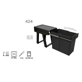 Pull-out waste bin 424, 1x30L, black