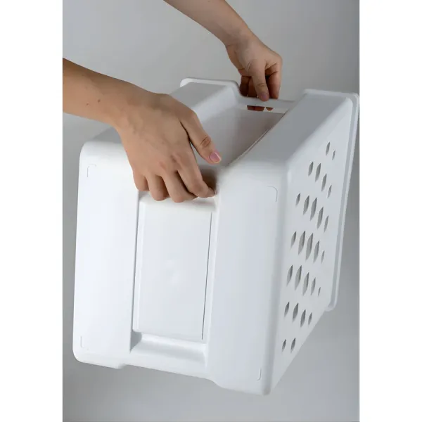 Pull-out laundry basket 600x458x504mm, 2×40L, plastic, white