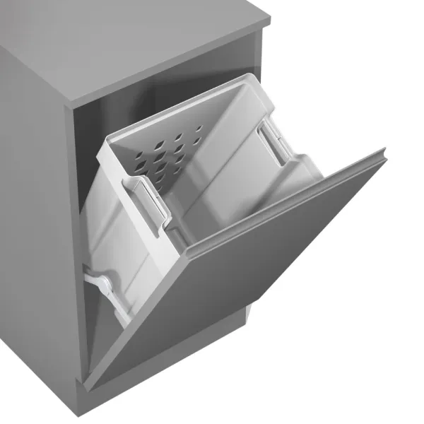 Mounted laundry basket, 50L, plastic, white
