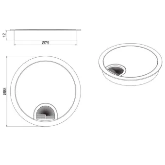 Cable grommet D80x13mm, with brush, black