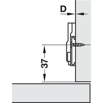 Mounting plate Metalla 310, Clip, H2mm, with eccentric, with Euro screws, nickel