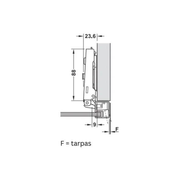 Hinge Metalla 310 Clip 110° for aluminium frame, full-overlay, 28/6.9, nickel