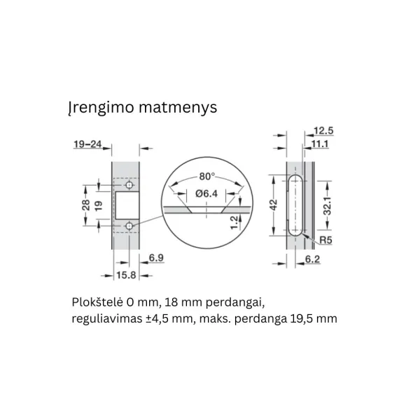 Hinge Metalla 310 Clip 110° for aluminium frame, half-overlay, 28/6.9, nickel