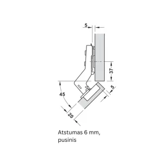 Hinge Metalla 310 Clip 45° corner application, soft-close, 48/6, nickel