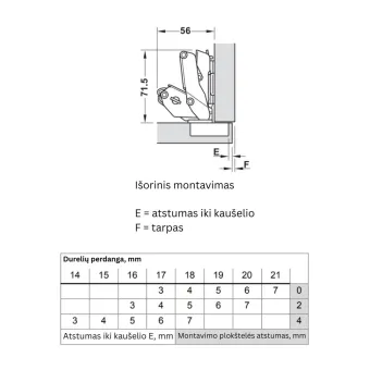 Hinge Metalla 310 Clip 155° full-overlay, soft-close, 48/6, nickel