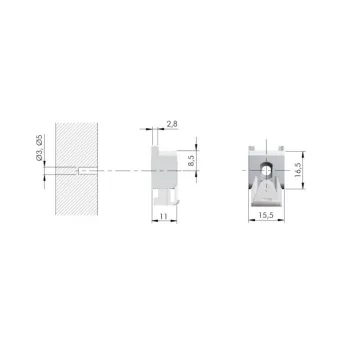 Main body for shelf support KUBIC, screw-in, with rubber, nickel/white