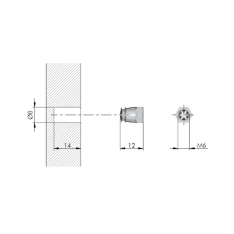 Spreading sleeve, with M6 internal thread, 8x12mm, brass