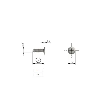 Threaded screw M4x15mm for connecting tube, flat head, nickel