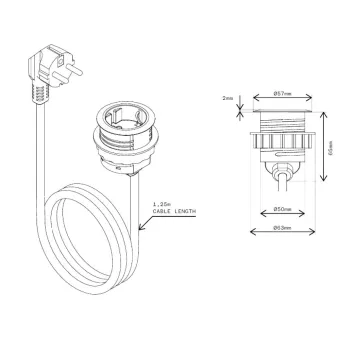 Rozečių blokas PowerDot Mini 50, 1xF, laidas L1250, balta