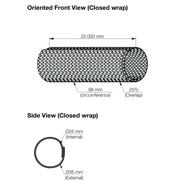 Cable Cover Ø 25 mm, plaited self closing cable sock, 25 m roll, white