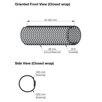 Cable Cover Ø 25 mm, plaited self closing cable sock, 25 m roll, black