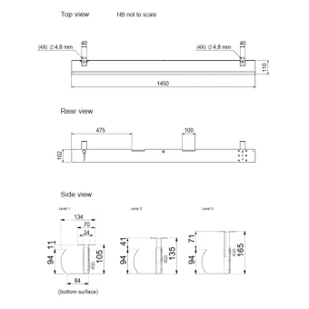 Lovys laidams LiftPipe, L1450, pilka