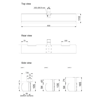 LiftPipe Cable tray, L650 mm, silver
