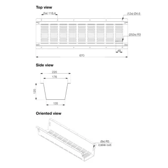 Outlet Tray Axessline, PDU mounting tray, L670xW220 mm, black