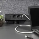Rozečių blokas Desk, 2xF+krov.USB-C+krov.USB-A+jungtis USB-C, juoda