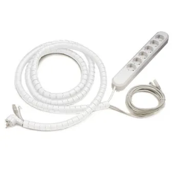 Cable Collect Axessline, 6 socket type F, 2 data, 3.0 m cable length, cable tube, white