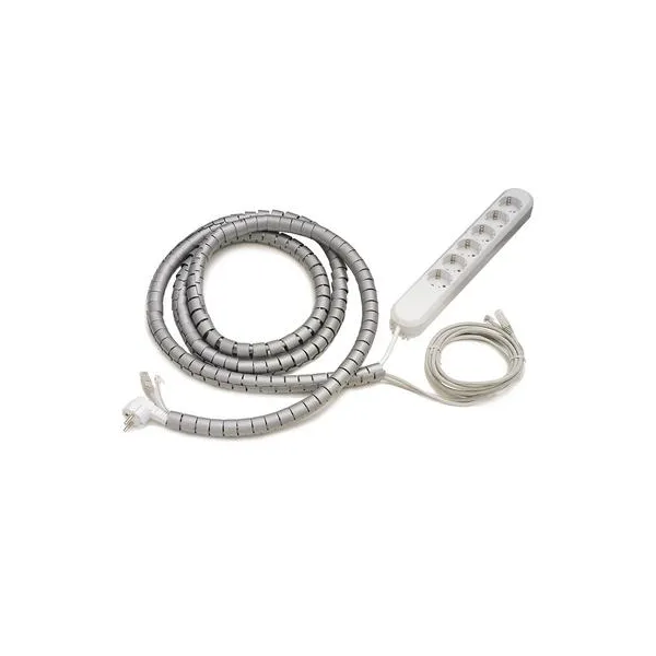Cable Collect Axessline, 6 socket type F, 2 data, 3.0 m cable length, cable tube, grey