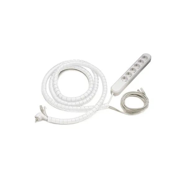 Cable Collect Axessline, 6 socket type F, 2 data, 5 m cable length, cable tube, white