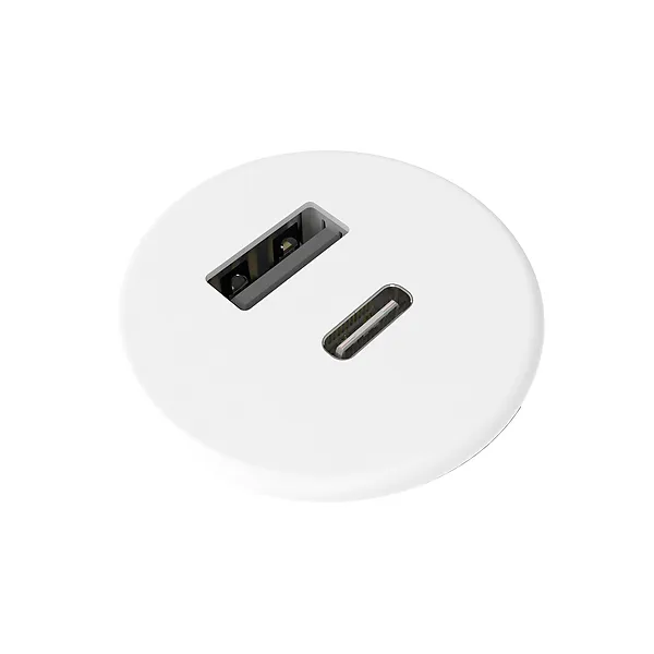 Micro Axessline, 1 USB-C & 1 USB-A charger 12W, white