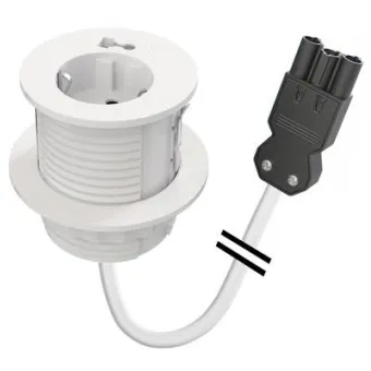 Power distributing unit Powerdot Compact 60, 1 socket type F, 1 cable grommet, 3PC, white