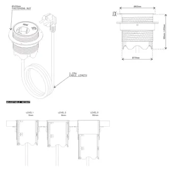 Power distributing unit PowerDot 12, 1 socket type F, 1 USB-A charger 12W, 1 data, white