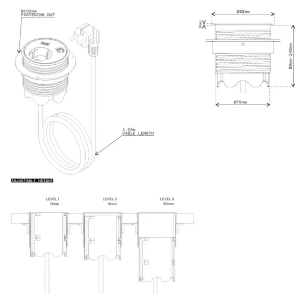 Rozečių blokas PowerDot 12 1xF 1xUSB-A 12W 1xdata, balta