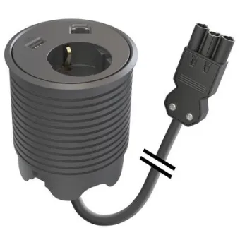 Power distributing unit PowerDot 12, 1 socket type F, 1 USB-A charger 12W, 1 data, 3PC, black