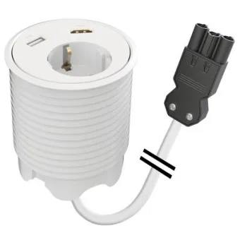 Rozečių blokas PowerDot 13 1xF 1xUSB-A 1xHDMI 3PC, balta